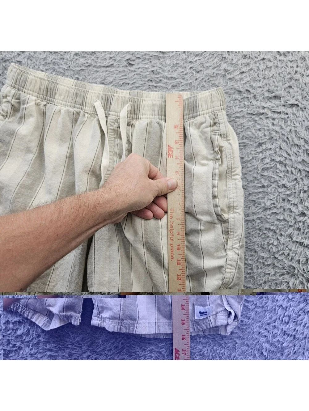 Katin Shorts Mens Medium Striped Drawstring Linen Beach Surf Breathable